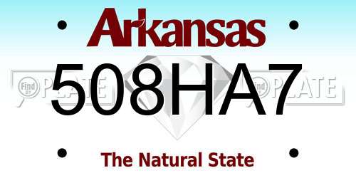 508HA7 Arkansas License Plate