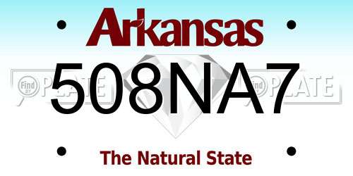 508NA7 Arkansas License Plate