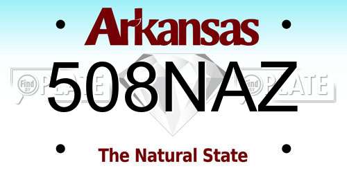 508NAZ Arkansas License Plate