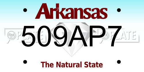 509AP7 Arkansas License Plate