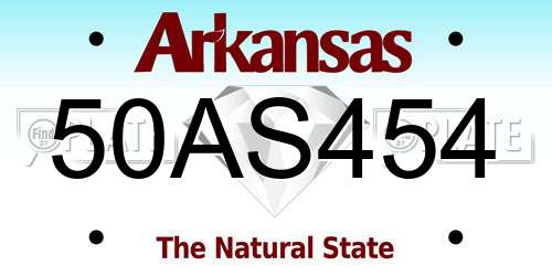 50AS454 Arkansas License Plate