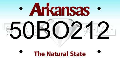 50BO212 Arkansas License Plate