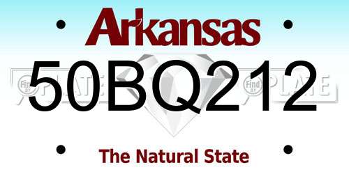 50BQ212 Arkansas License Plate