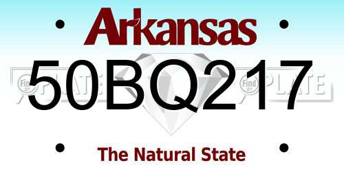 50BQ217 Arkansas License Plate