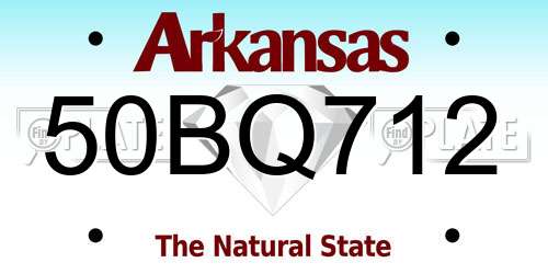 50BQ712 Arkansas License Plate