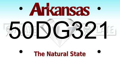 50DG321 Arkansas License Plate