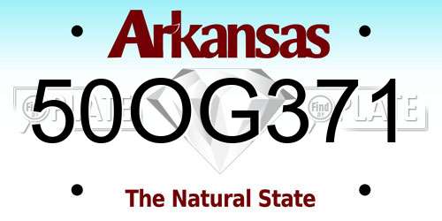 50OG371 Arkansas License Plate
