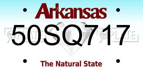 50SQ717 Arkansas License Plate