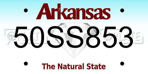 50SS853 Arkansas License Plate