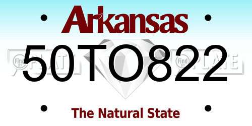 50TO822 Arkansas License Plate