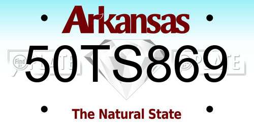 50TS869 Arkansas License Plate