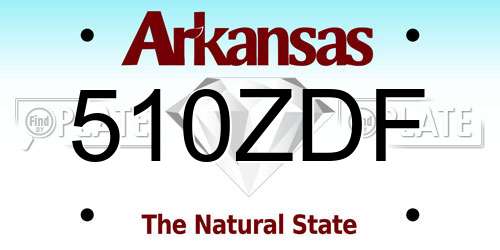 510ZDF Arkansas License Plate