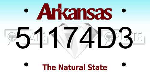 51174D3 Arkansas License Plate