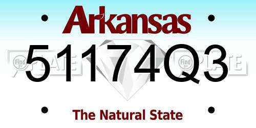 51174Q3 Arkansas License Plate