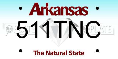 511TNC Arkansas License Plate