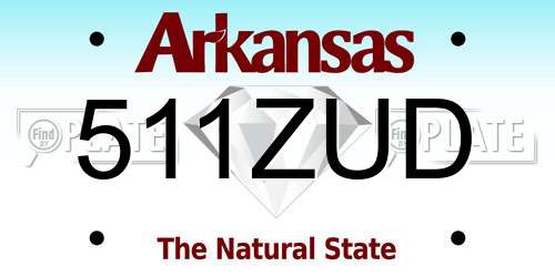 511ZUD Arkansas License Plate