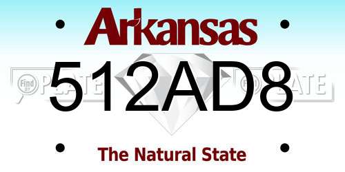 512AD8 Arkansas License Plate