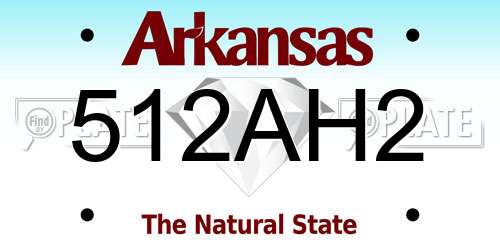 512AH2 Arkansas License Plate