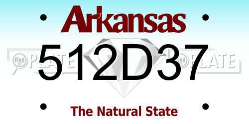 512D37 Arkansas License Plate
