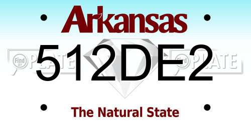 512DE2 Arkansas License Plate