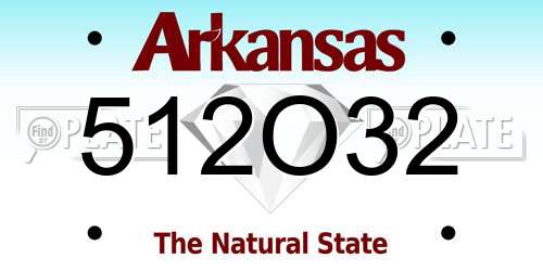512O32 Arkansas License Plate
