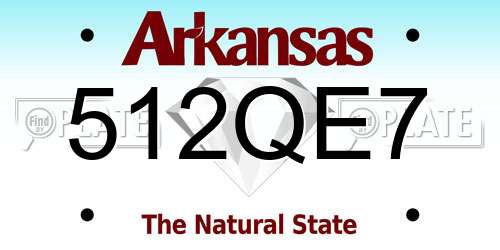 512QE7 Arkansas License Plate