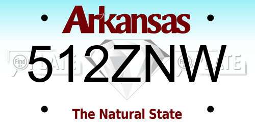 512ZNW Arkansas License Plate