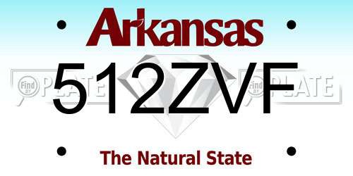 512ZVF Arkansas License Plate