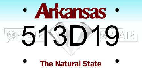 513D19 Arkansas License Plate