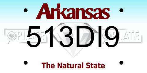 513DI9 Arkansas License Plate