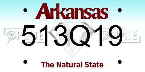 513Q19 Arkansas License Plate