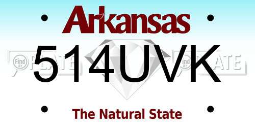 514UVK Arkansas License Plate