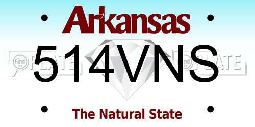 514VNS Arkansas License Plate
