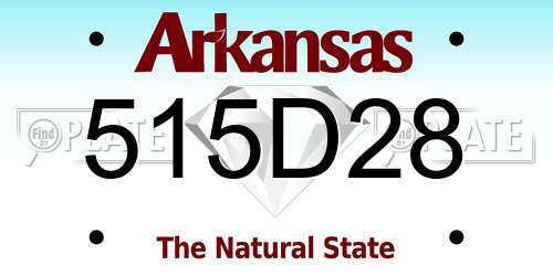 515D28 Arkansas License Plate