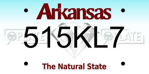 515KL7 Arkansas License Plate