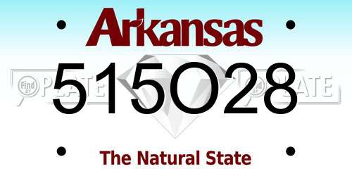 515O28 Arkansas License Plate