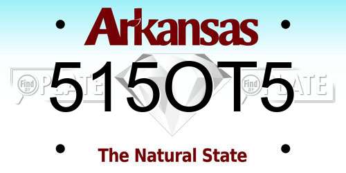 515OT5 Arkansas License Plate