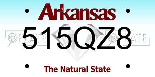515QZ8 Arkansas License Plate