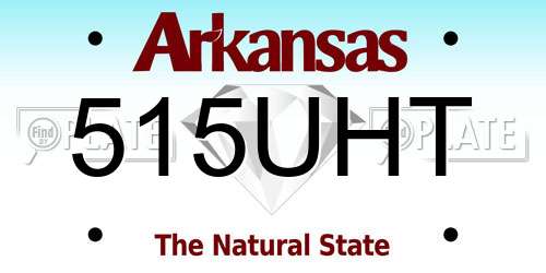 515UHT Arkansas License Plate