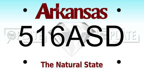 516ASD Arkansas License Plate