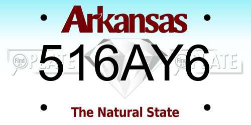 516AY6 Arkansas License Plate