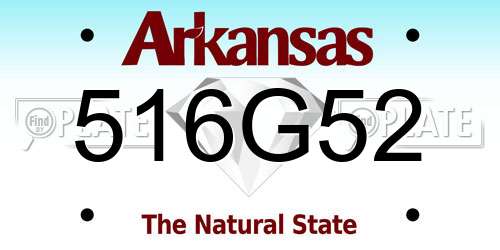 516G52 Arkansas License Plate