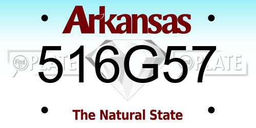 516G57 Arkansas License Plate