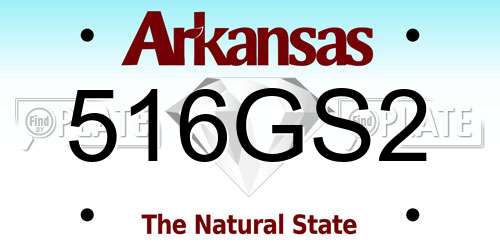 516GS2 Arkansas License Plate