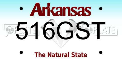 516GST Arkansas License Plate