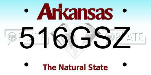 516GSZ Arkansas License Plate
