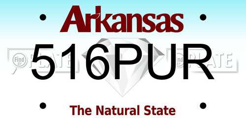 516PUR Arkansas License Plate