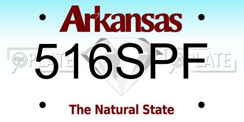 516SPF Arkansas License Plate