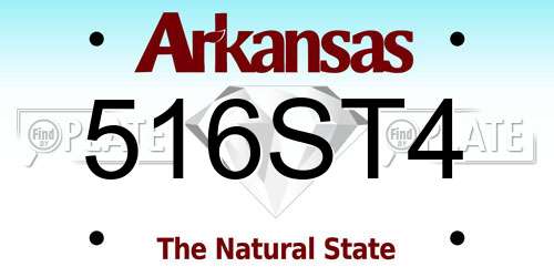 516ST4 Arkansas License Plate