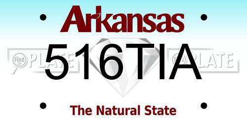 516TIA Arkansas License Plate